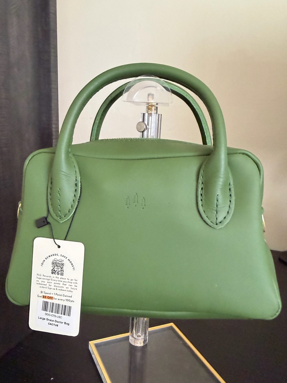 Portland leather Large Grace dr bag color Cactus, w crossbody strap